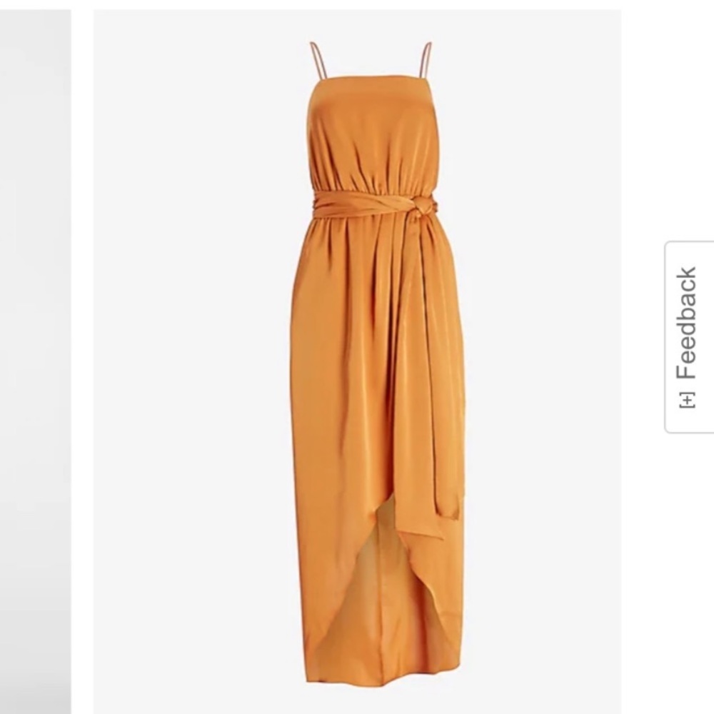 NWT Express Satin Orange High Low Dress - Picture 3 of 11